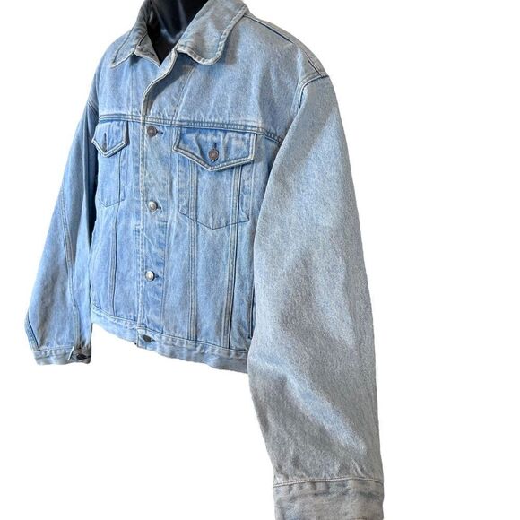 Vintage 90’s Gap Denim USA Flag Graphic Jean Trucker Jacket - Picture 5 of 15